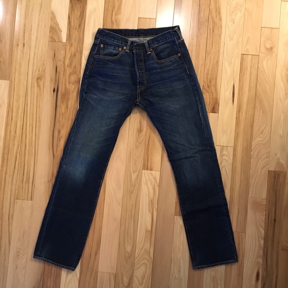 501® ORIGINAL FIT MEN'S JEANS W32 L 32 Dark Wash - Picture 4 of 10